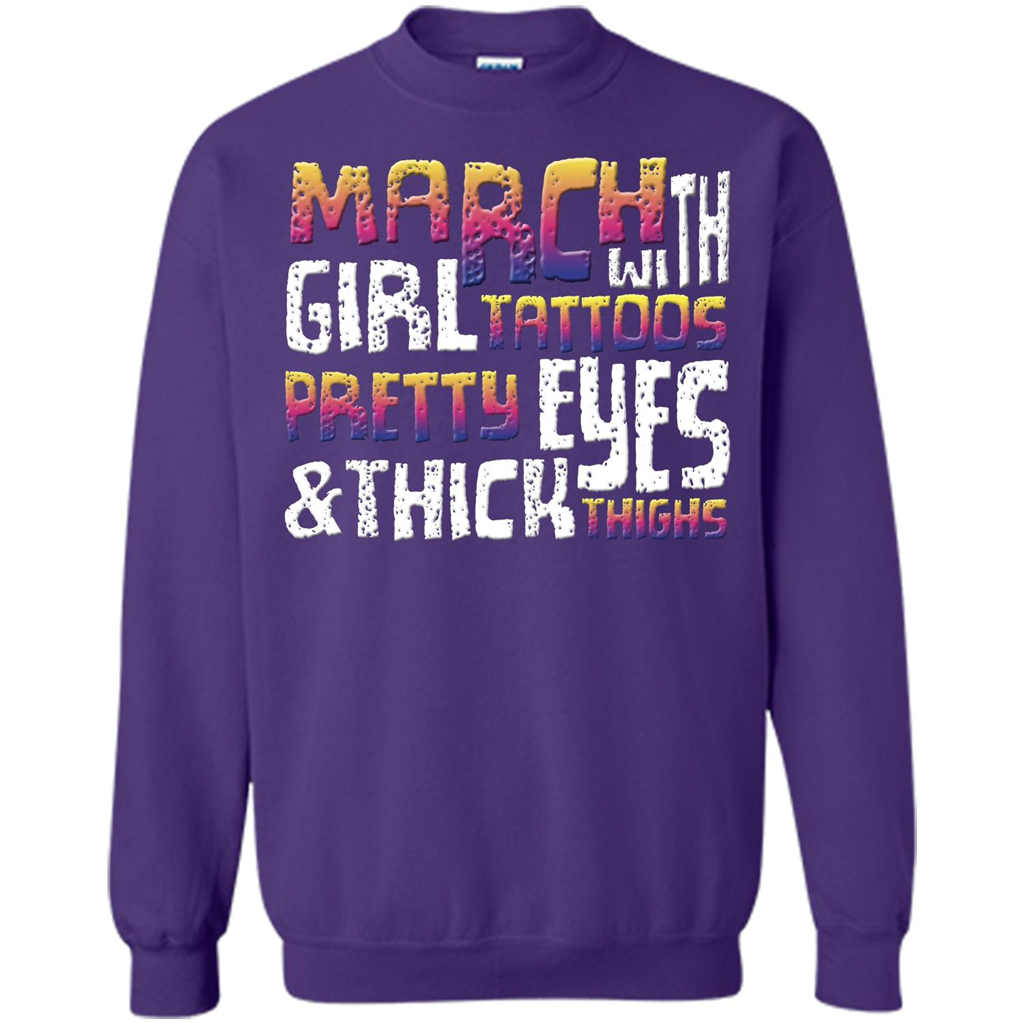 March Girl T-shirt With Tattoos Pretty Eyes and Thick Thighs Orange