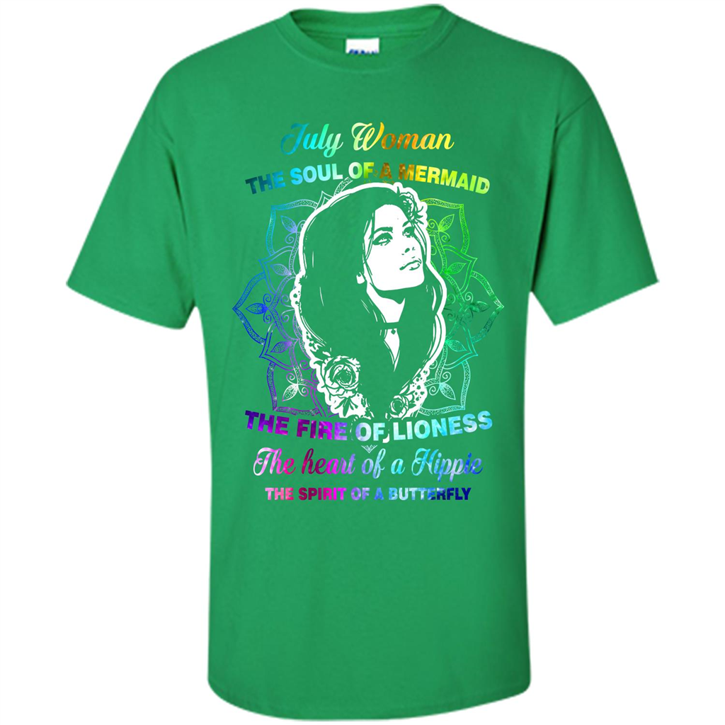 July Woman T-shirt The Heart Of A Hippie Irish Green