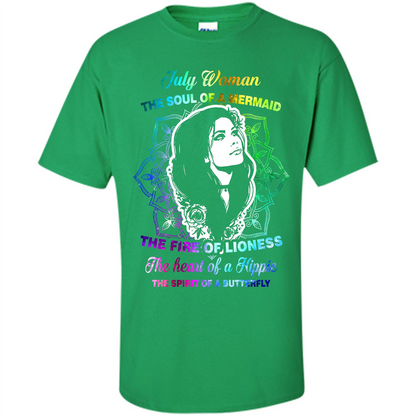 July Woman T-shirt The Heart Of A Hippie Irish Green