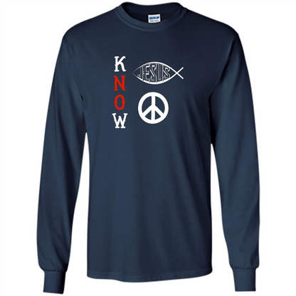 Christian T-shirt Know Jesus Know Peace Navy