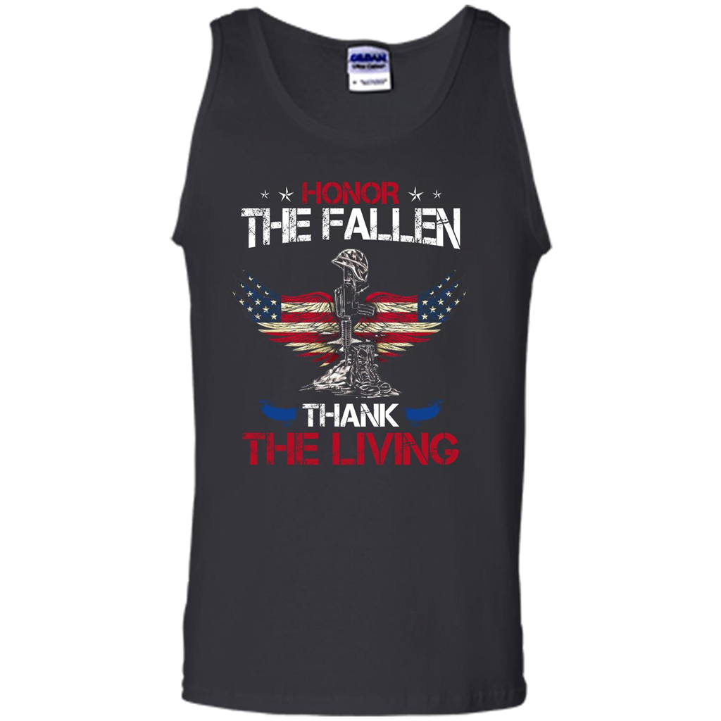 Military T-shirt Honor The Fallen Thank The Living Black