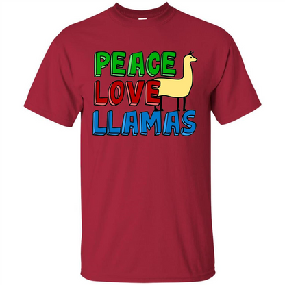 Peace Love Llamas T-shirt Cardinal