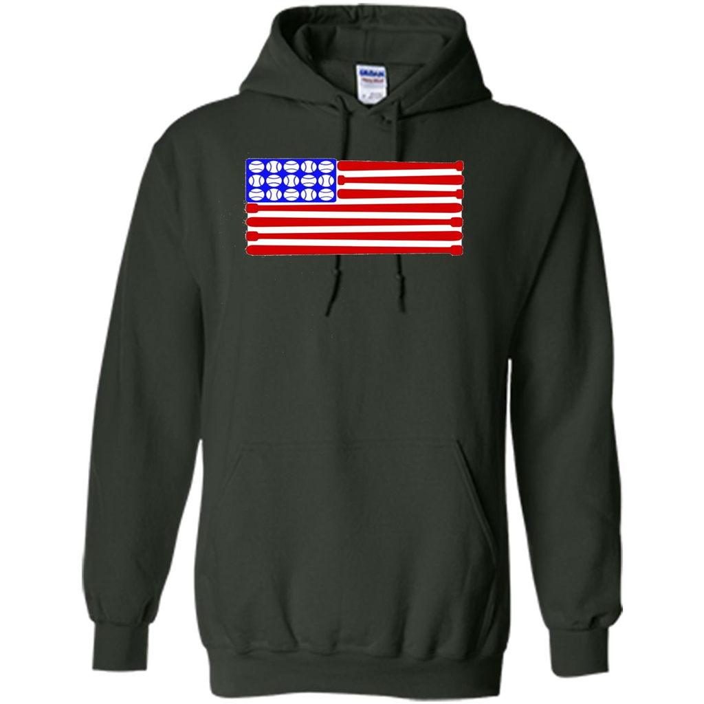 Baseball American Flag T-Shirt Forest Green