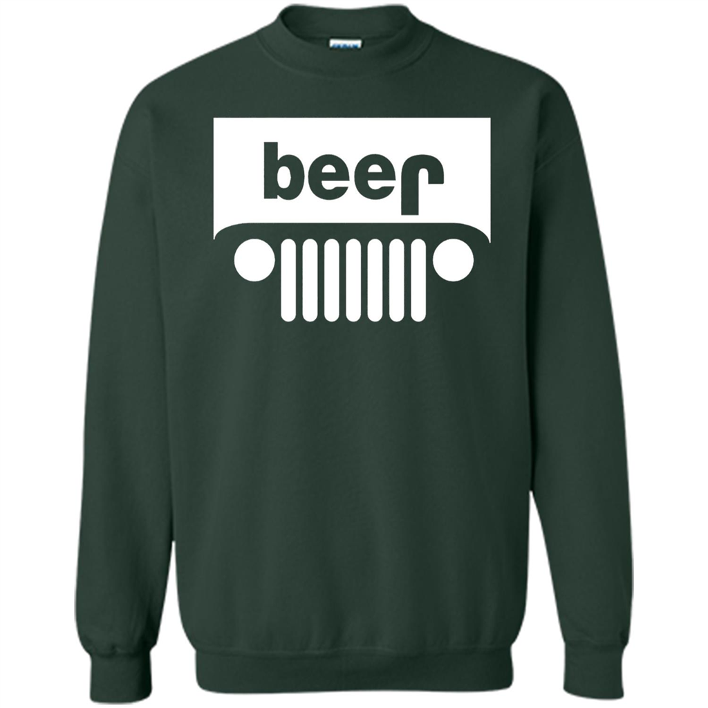 Funny Drinking T-shirt Adult Beer Jeep Forest Green