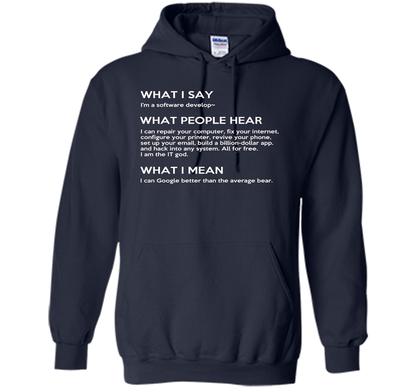 Programmer T-shirt What I Say What People Hear What I Say Navy
