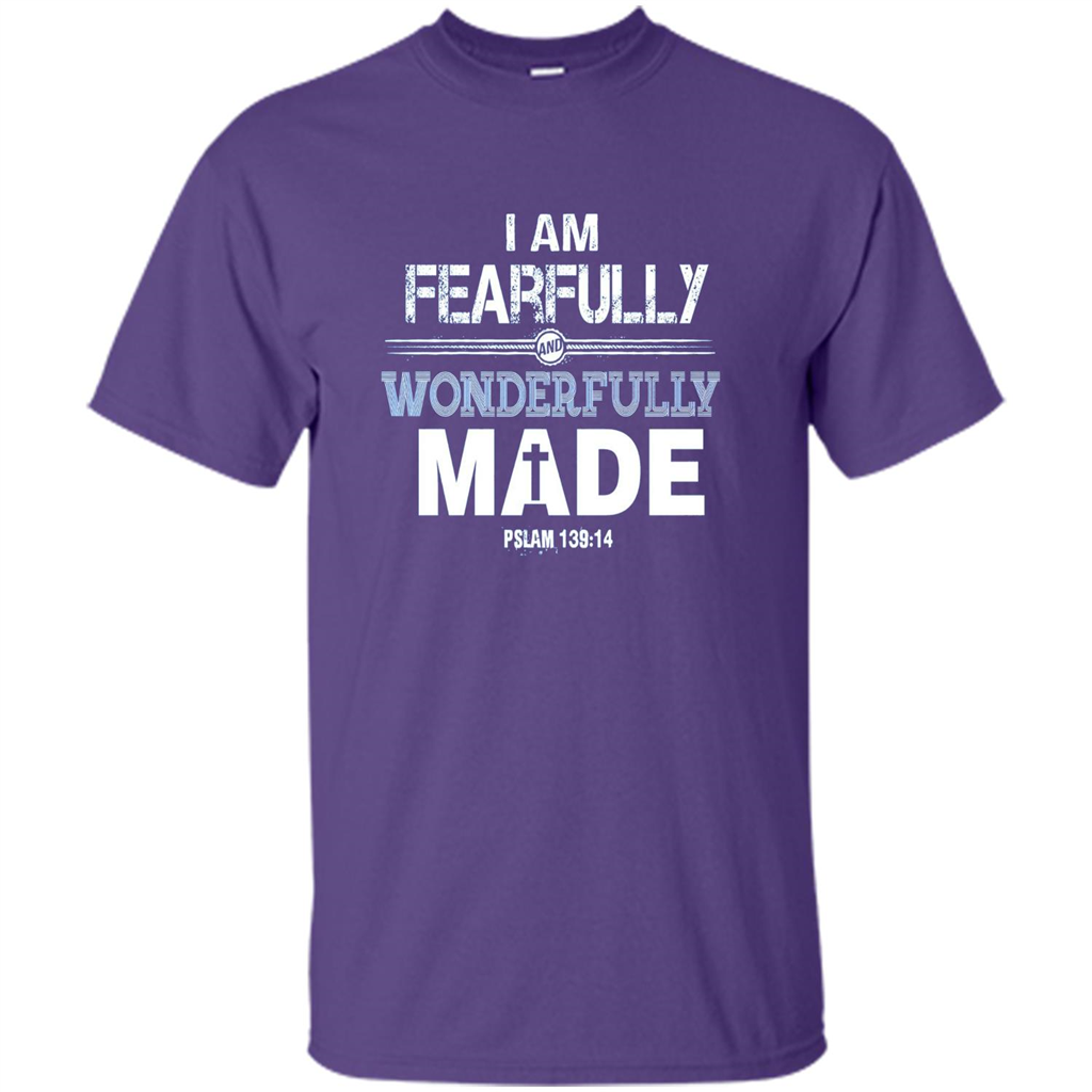 Christian T-shirt I Am Fearfully And Wonderfully Made Purple