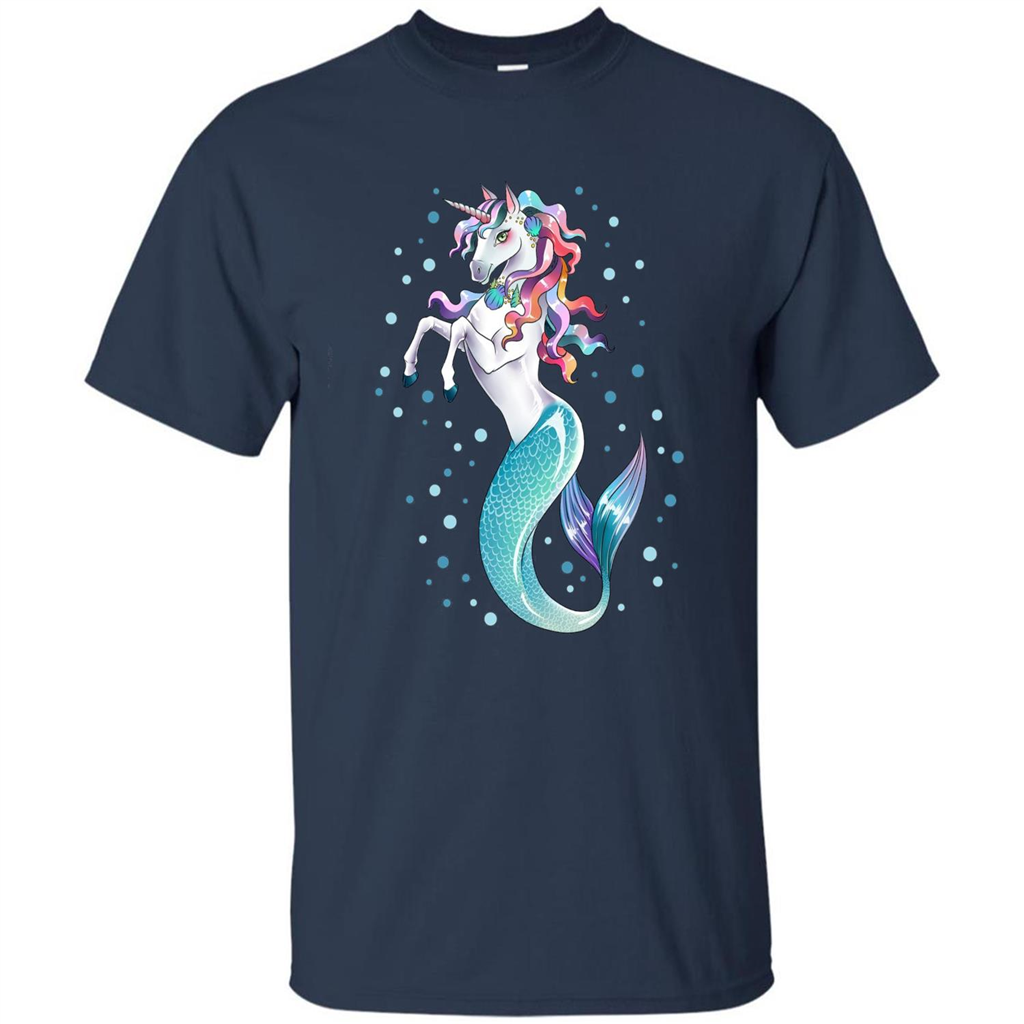 Unicorn Mermaid Mermicorn Cute T-Shirt Navy