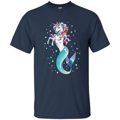 Unicorn Mermaid Mermicorn Cute T-Shirt Navy