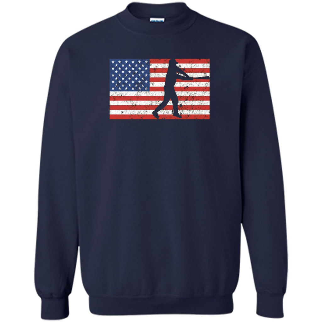 Funny Baseball Player American Flag T-shirt Navy