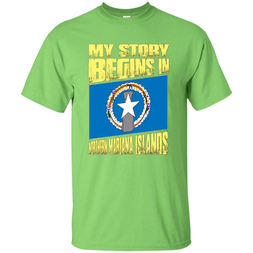 Story Begins In Northern Mariana Islands T-Shirt Lime