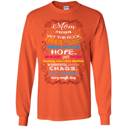 Mommy T-shirt Mom Emotional Yet The Rock Tired Orange