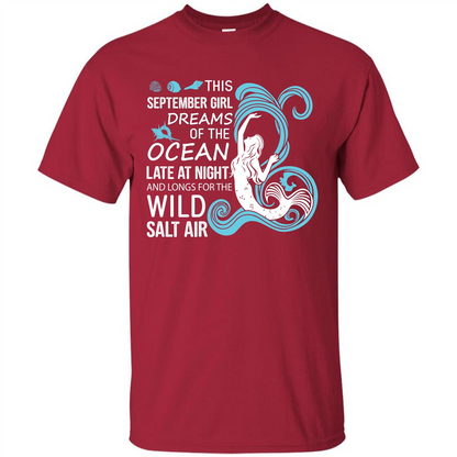This September Girl Dreams Of The Ocean Late At Night T-shirt Cardinal