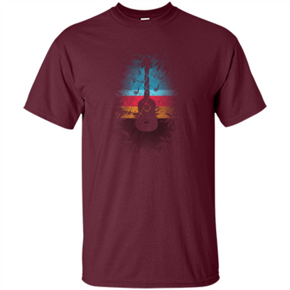 Guitar Vintage Sunset Uke And Instruments T-shirt Maroon