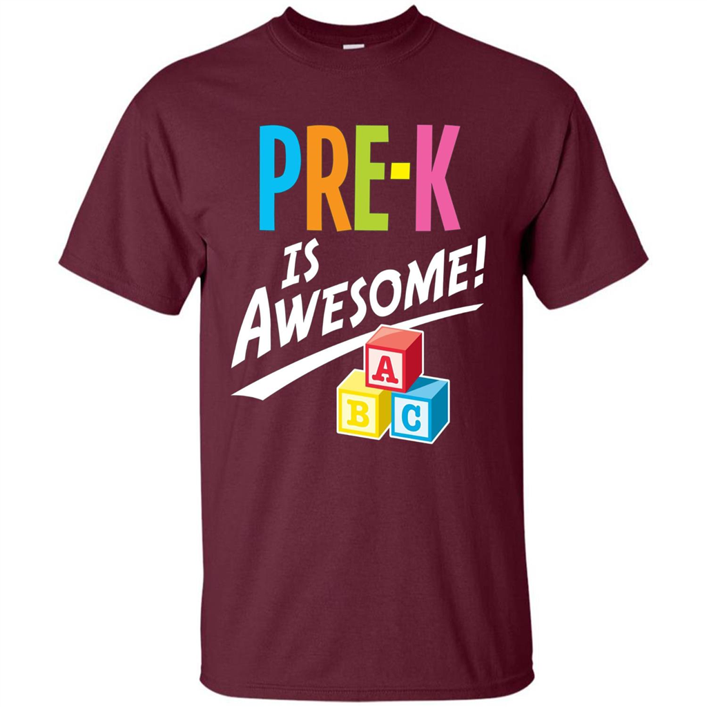 School Teacher T-shirt Pre-K Is Awesome ABC Blocks T-shirt Maroon