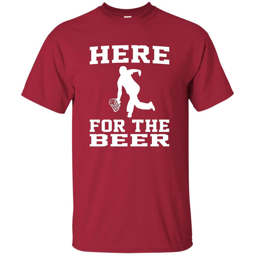 Funny Bowling Drinking Shirt Here For The Beer T-shirt Cardinal