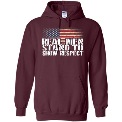 Military T-shirt Real Men Stand To Show Respect Maroon