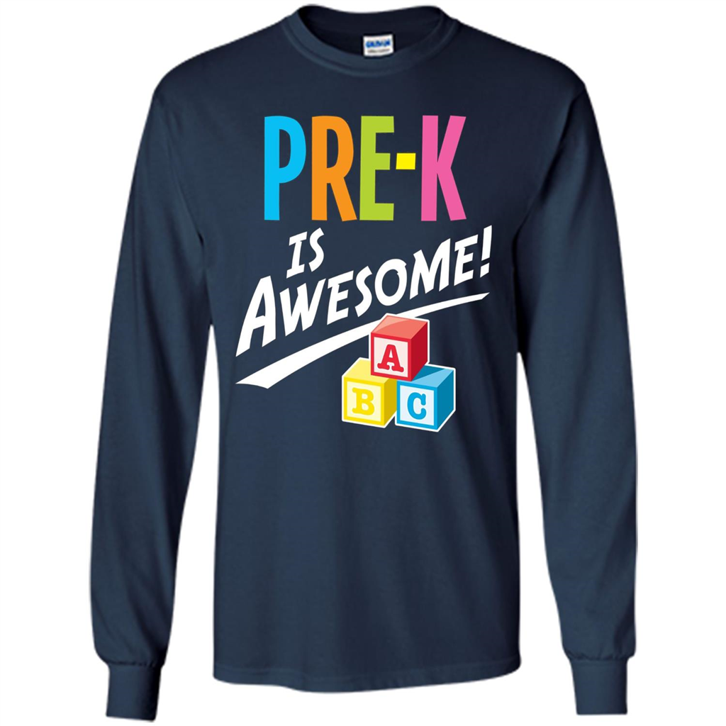 School Teacher T-shirt Pre-K Is Awesome ABC Blocks T-shirt Navy