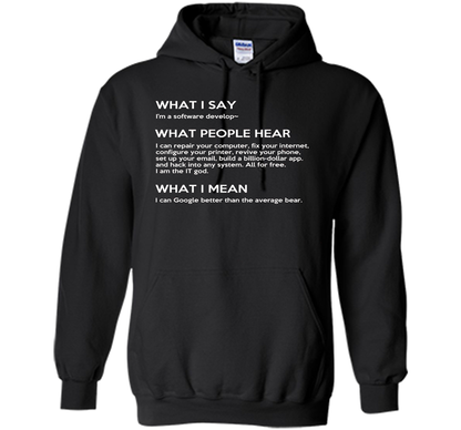 Programmer T-shirt What I Say What People Hear What I Say Black