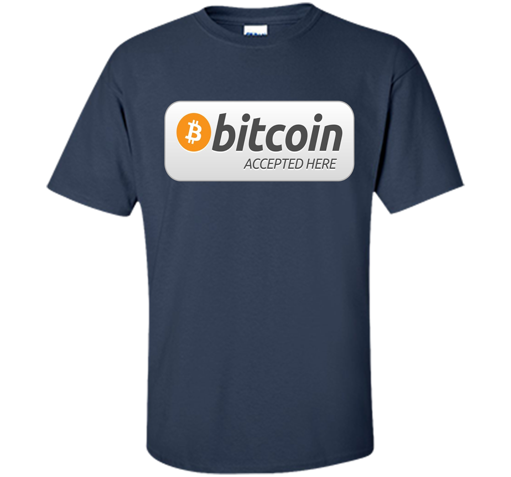 Bitcoin Accepted Here BTC Cryptocurrency T-shirt Navy