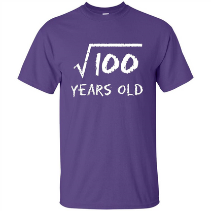 Square Root Of 100 T-shirt 10th Birthday 10 Years Old T-Shirt Purple