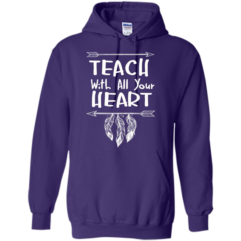 Teacher T-shirt Teach With All Your Heart T-shirt Purple