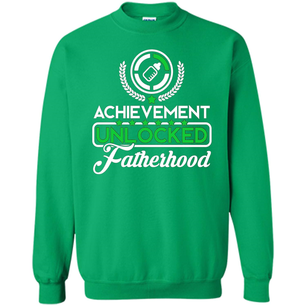 First Father's Day T-shirt Achievement Unlocked Fatherhood Irish Green
