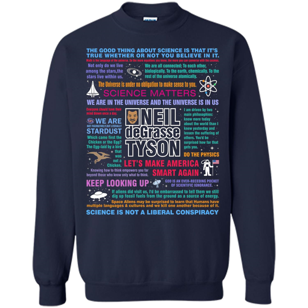 Neil deGrasse Tyson NDT Quotes T-Shirt Let's Make America Smart Again T-shirt Navy