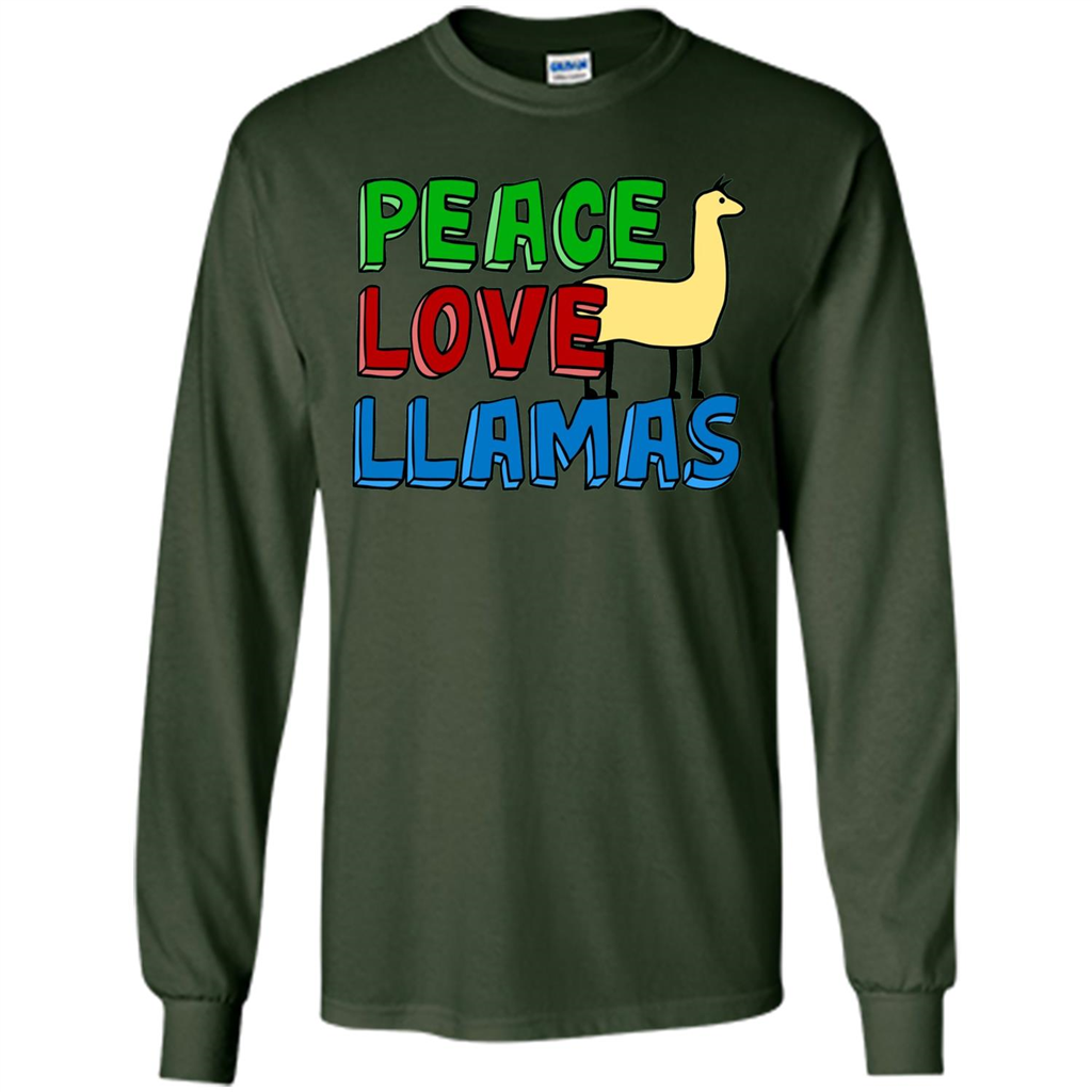 Peace Love Llamas T-shirt Forest Green