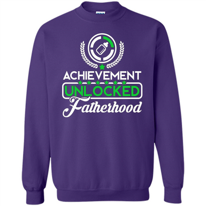 First Father's Day T-shirt Achievement Unlocked Fatherhood Orange