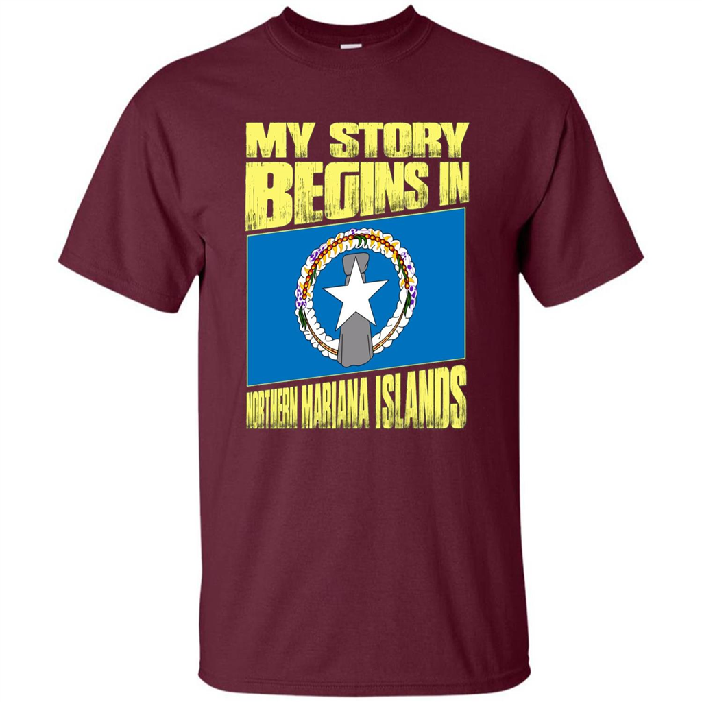Story Begins In Northern Mariana Islands T-Shirt Maroon