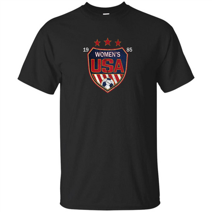US National Woman's Soccer T-shirt USA Shield 1985 T-shirt Black