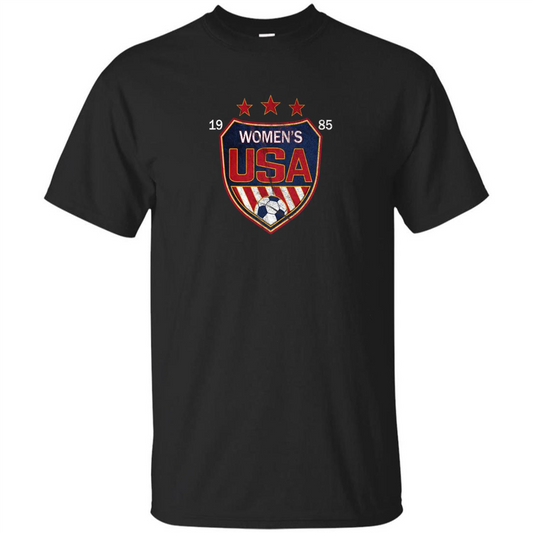 US National Woman's Soccer T-shirt USA Shield 1985 T-shirt Black