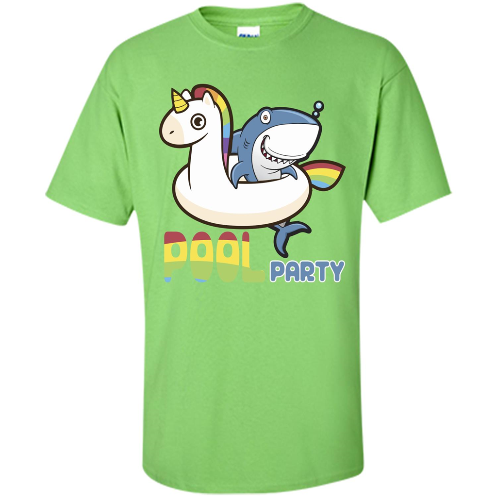 Pool Party T-shirt Unicorn Float Funny Shark Lime