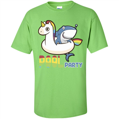 Pool Party T-shirt Unicorn Float Funny Shark Lime
