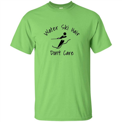 Water Ski Messy Hair Don't Care T-shirt Lime