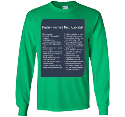 Fantasy Football Draft Checklist T-shirt