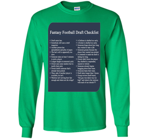 Fantasy Football Draft Checklist T-shirt