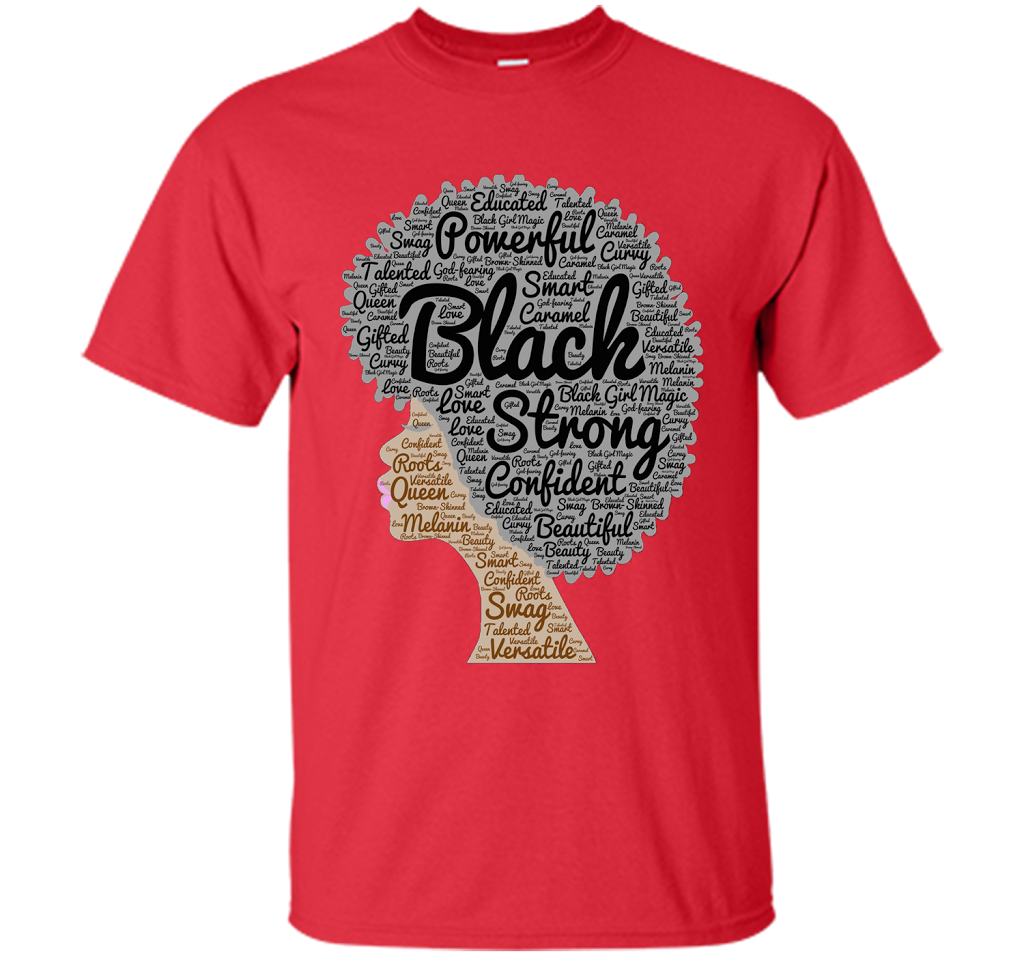Afro Word Art Natural Hair T-Shirt for Black Women shirt Red