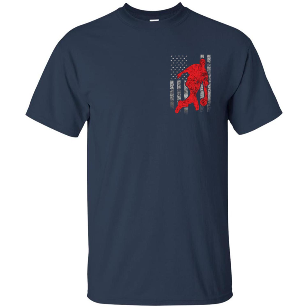 Bowling Man T-shirt - American Flag Bowling T-shirt Navy