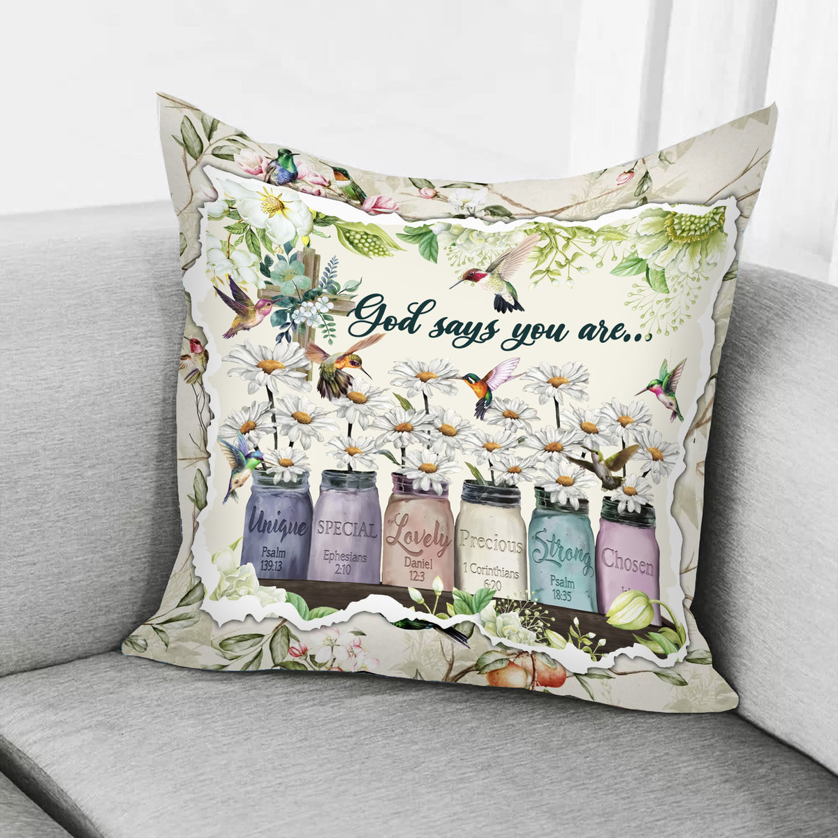 Hummingbird. God Says You Are Pillow