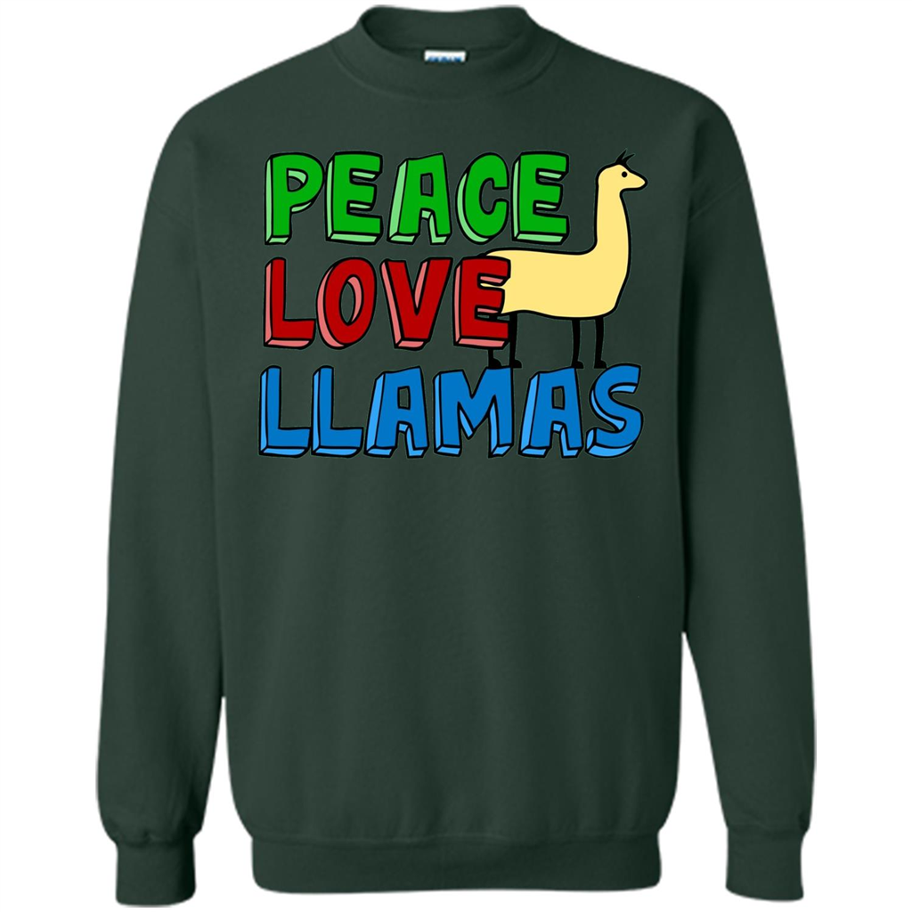 Peace Love Llamas T-shirt Forest Green