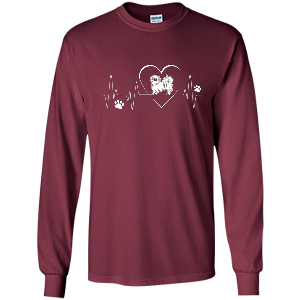 Pekehund T-shirt Pekehund Heart Beat T-shirt Maroon