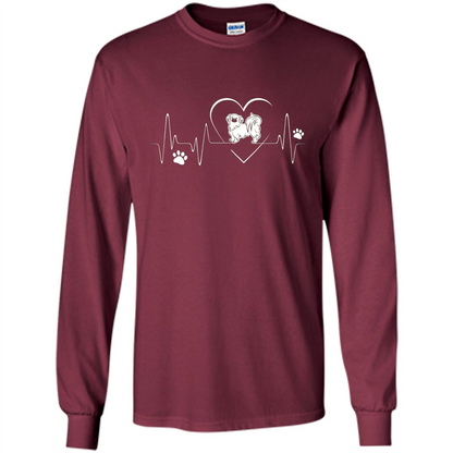 Pekehund T-shirt Pekehund Heart Beat T-shirt Maroon