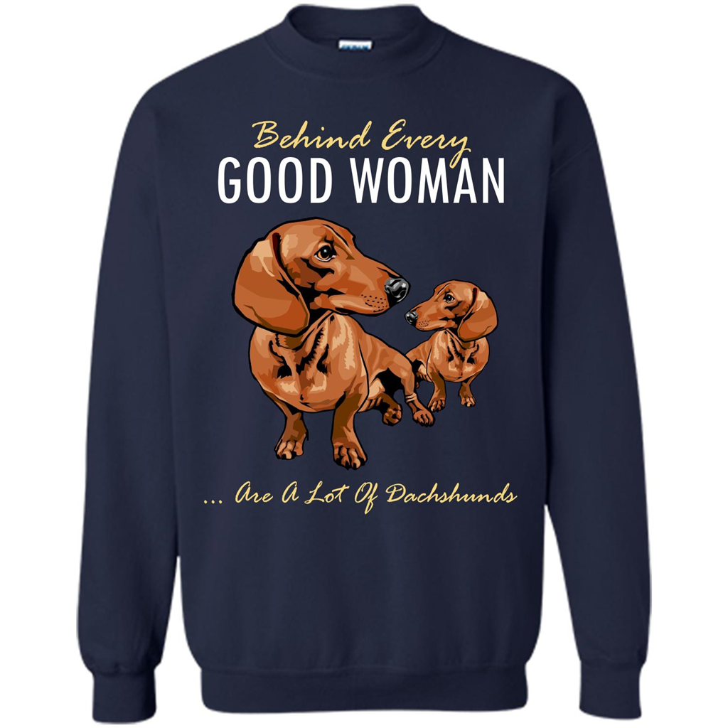 Dachshunds T-shirt Behind Every Good Woman T-shirt Navy