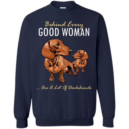 Dachshunds T-shirt Behind Every Good Woman T-shirt Navy