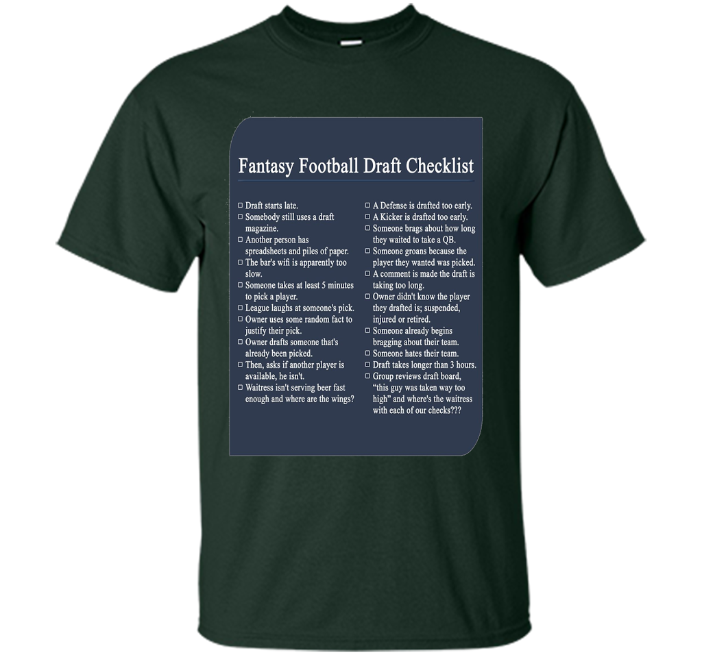 Fantasy Football Draft Checklist T-shirt