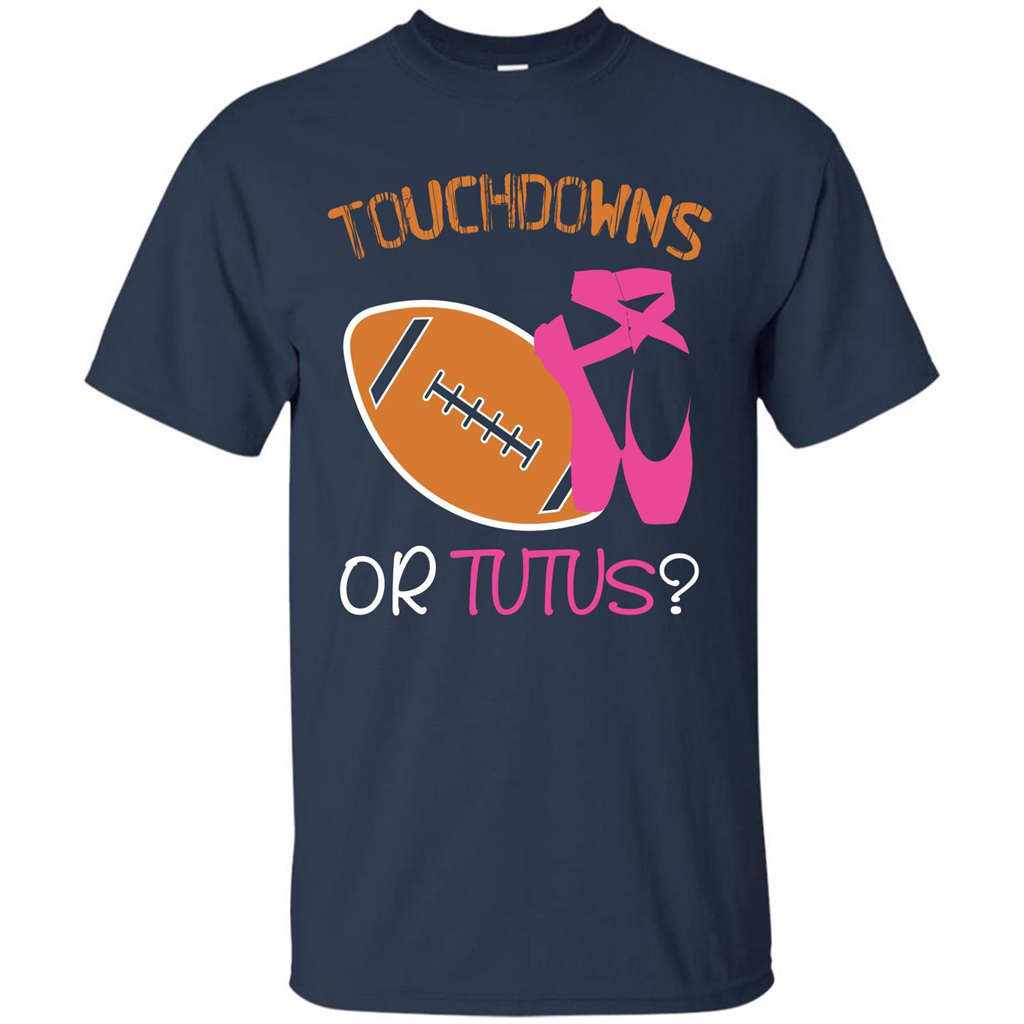 Pregnancy T-shirt Touchdowns Or Tutus T-shirt Navy