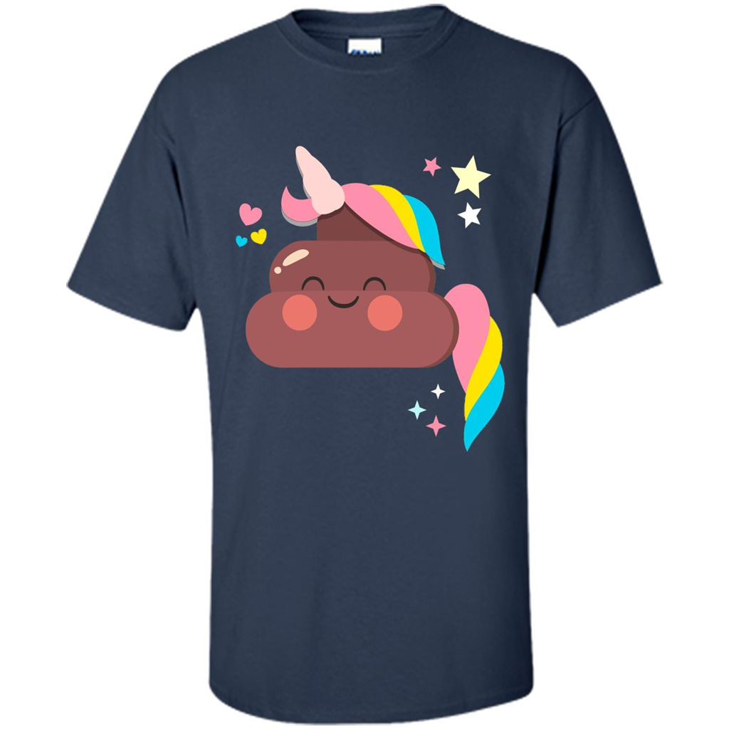 Emoji Happy Unicorn Poop Funny T-shirt Navy