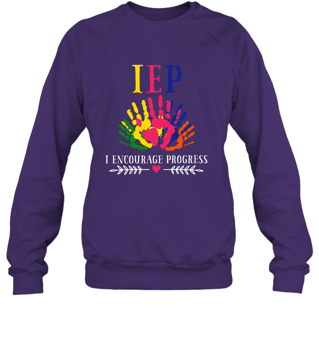 IEP I Encourage Progress Colors Fingerprint Hand Shirt Sweatshirt Sweatshirt Purple