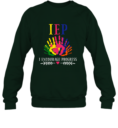 IEP I Encourage Progress Colors Fingerprint Hand Shirt Sweatshirt Sweatshirt Forest